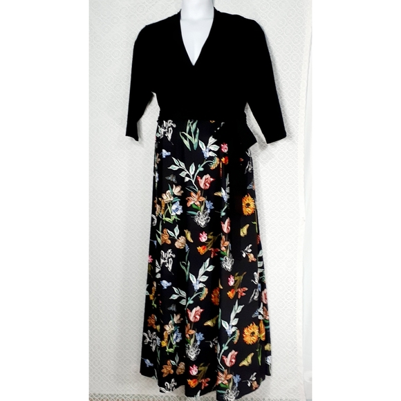 eshakti Dresses & Skirts - eShakti  Floral Twofer Jersey Faux Wrap  Dress